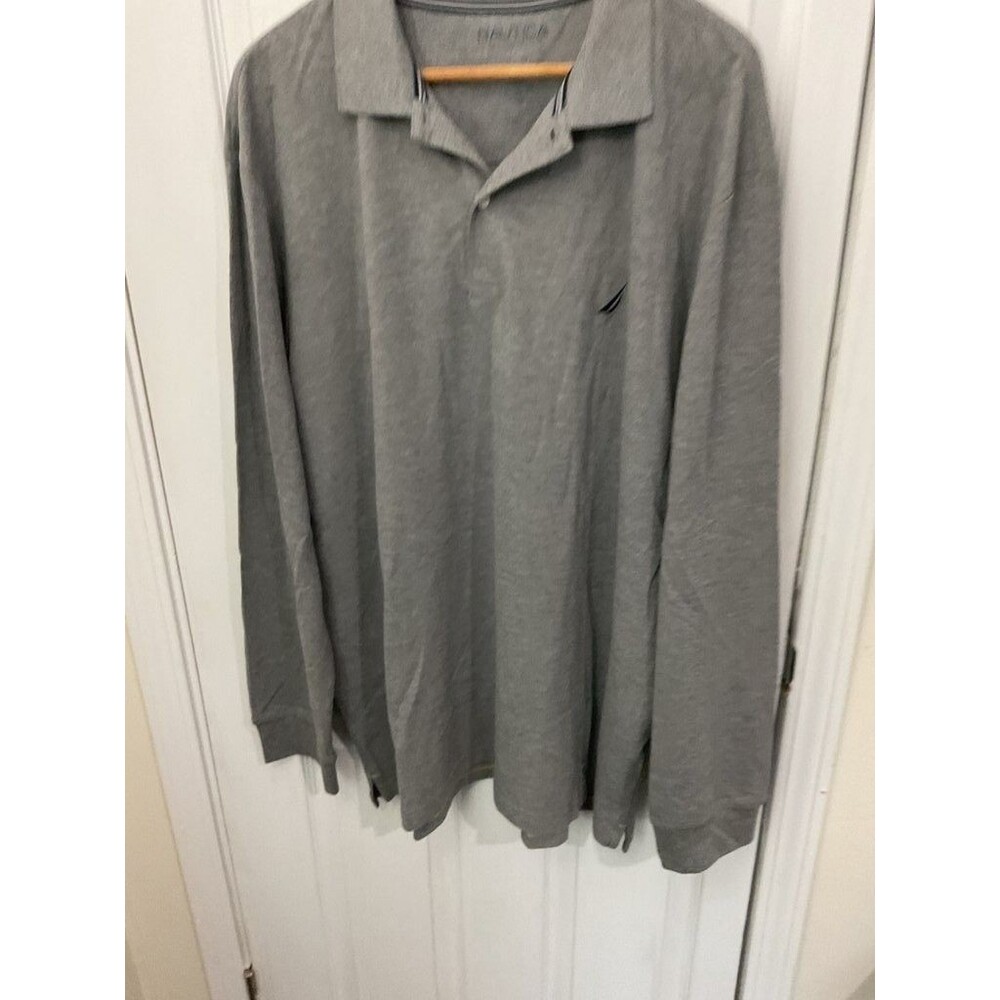Nautica Men's Gray Long Sleeve Polo Shirt Size L